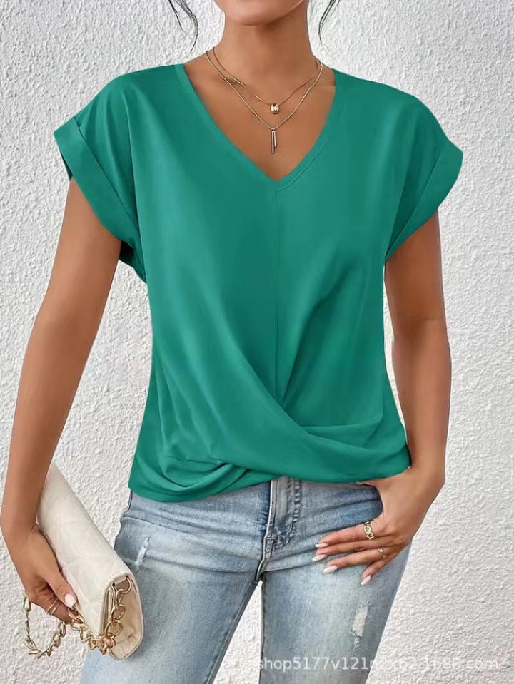 Adèle – T-Shirt Col V Élégant