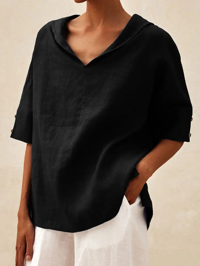 Lin Naturel – Blouse en Lin Col V