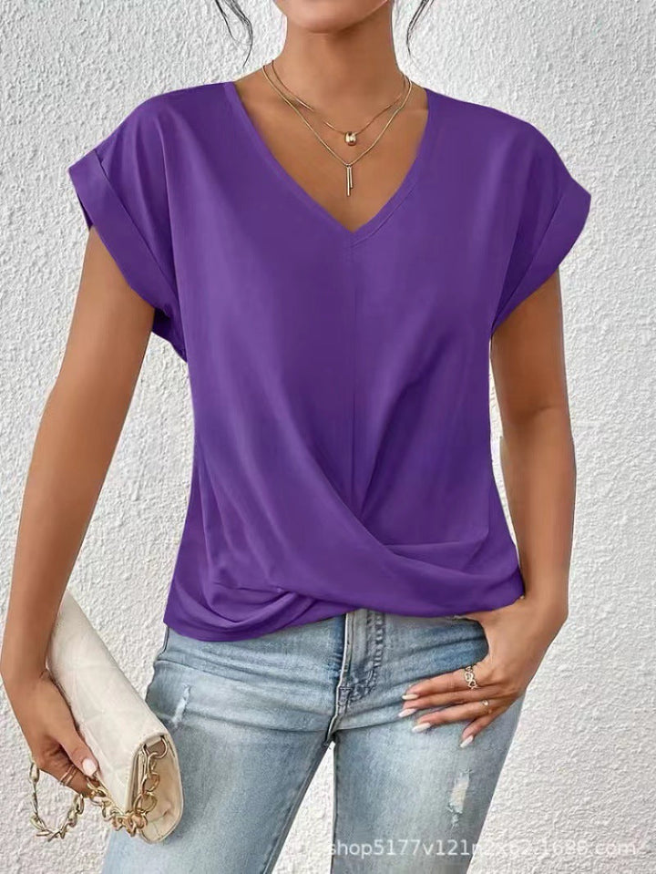 Adèle – T-Shirt Col V Élégant