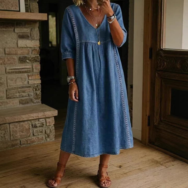 Classique Col V – Robe Midi Classique Col V