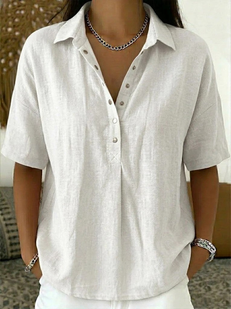 Juliette – Blouse Col V Boutonnée