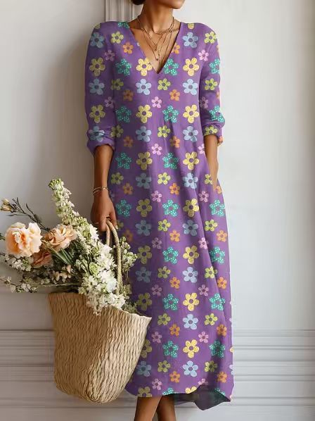 Fleurine – Robe Midi Vintage en Lin Fleuri
