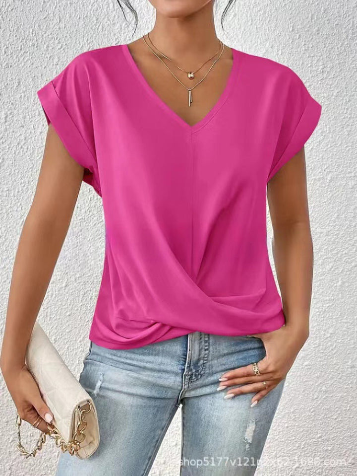 Adèle – T-Shirt Col V Élégant