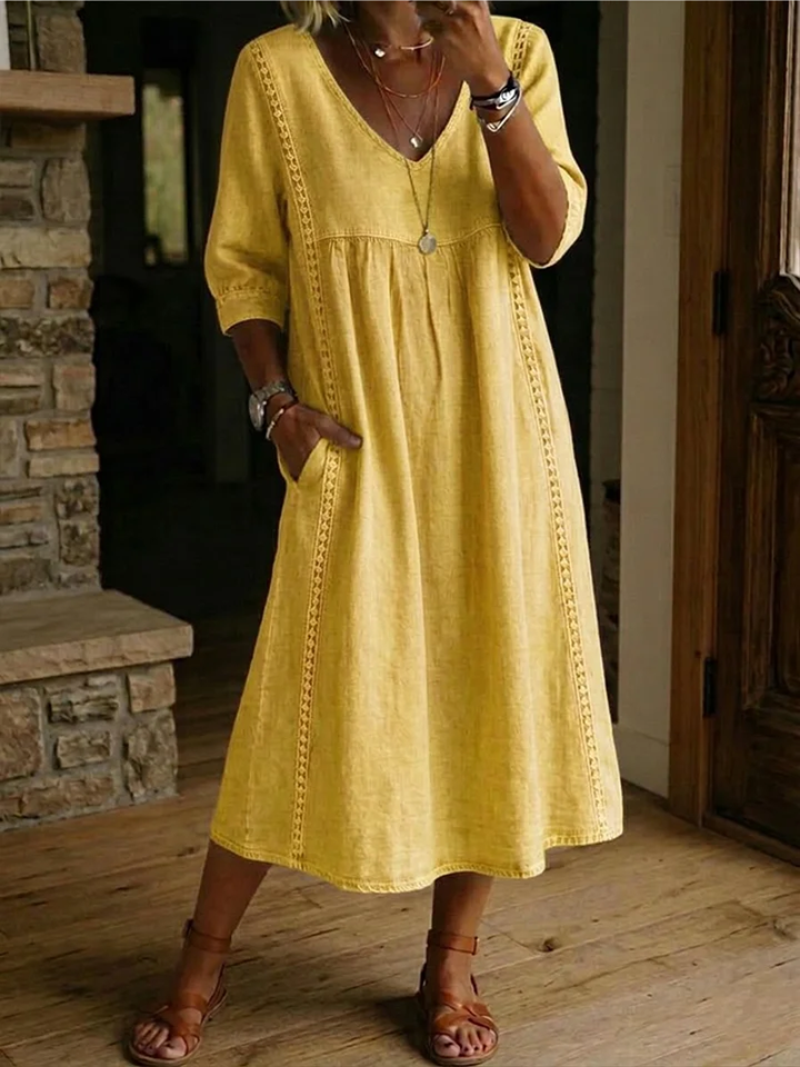 Classique Col V – Robe Midi Classique Col V