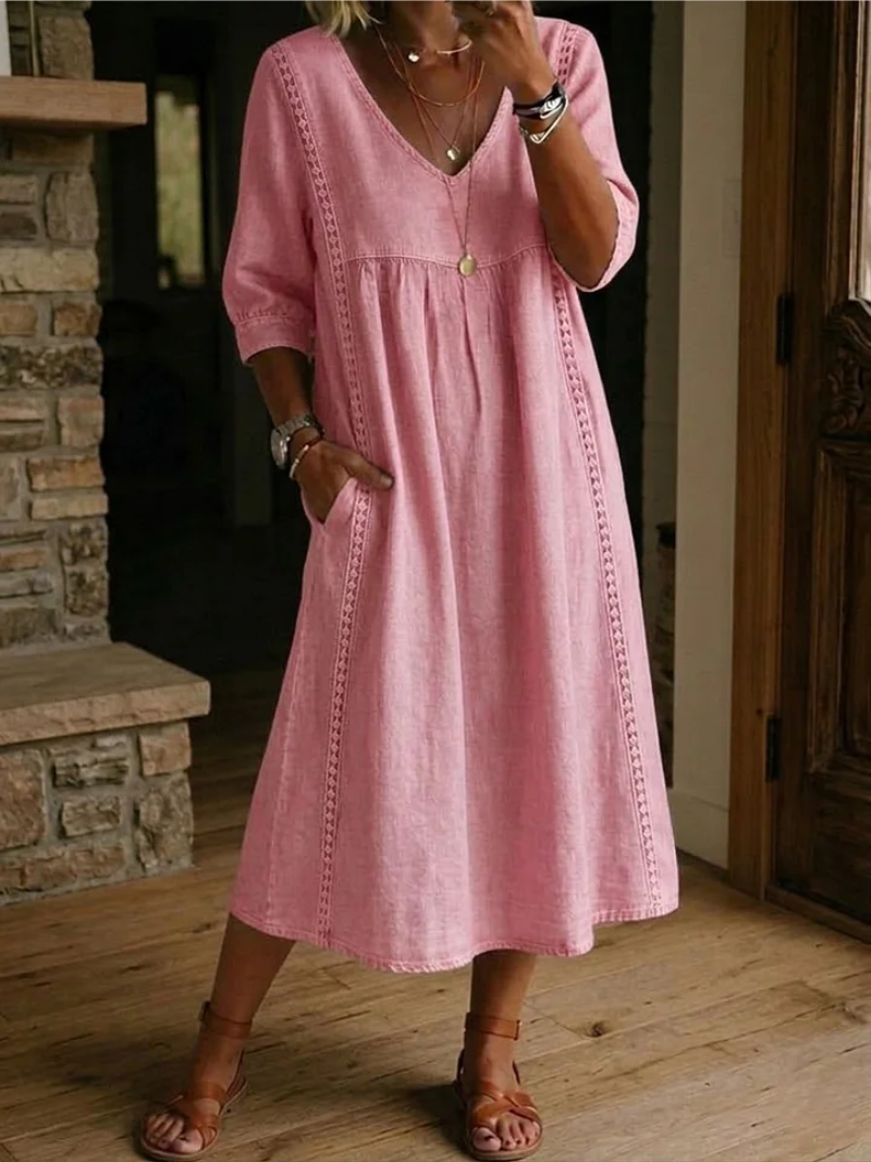 Classique Col V – Robe Midi Classique Col V