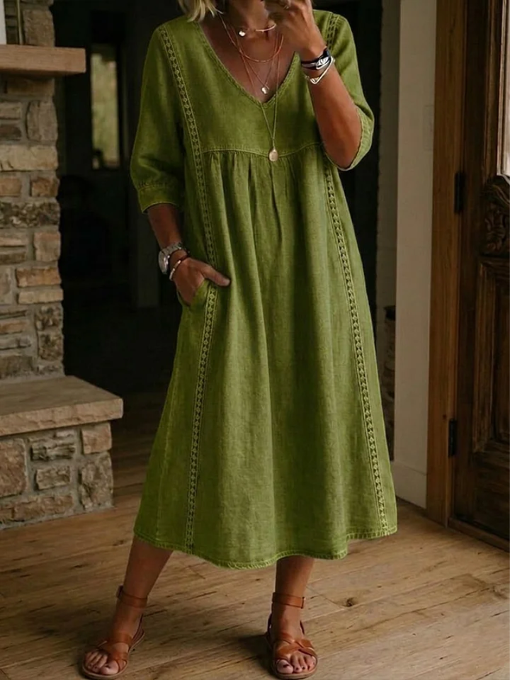 Classique Col V – Robe Midi Classique Col V