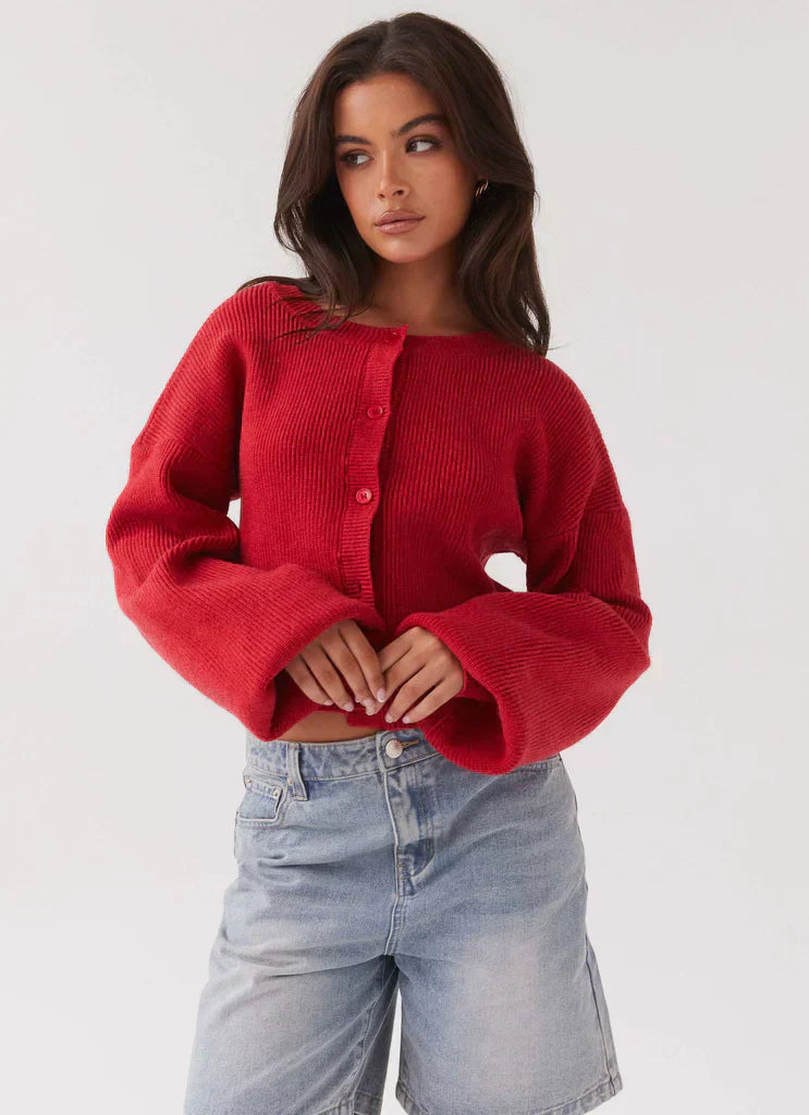 Briget – Cardigan Boutonné à Manches Longues