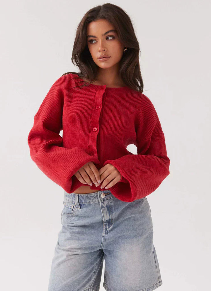 Briget – Cardigan Boutonné à Manches Longues