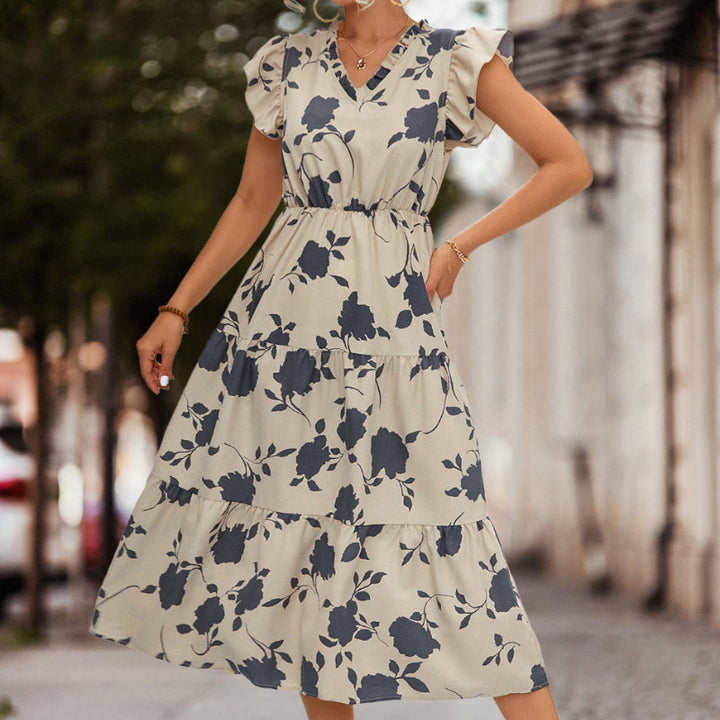 Thalia – Robe d'Été Trapèze à Manches Bouffantes