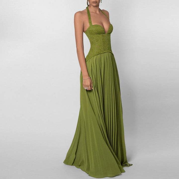 Capucine – Robe Maxi Corset à Bretelles Plissée