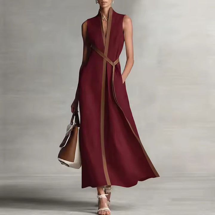 Adèle – Robe Maxi Col Haut à Poches