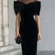 Blanche – Robe Midi Velours Nœud