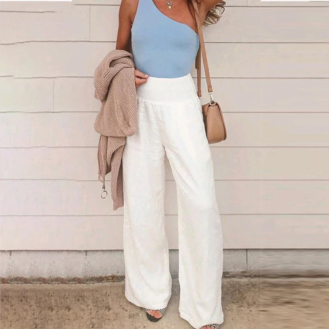 Léa – Pantalon en Lin Élastique, Liberté de Mouvement