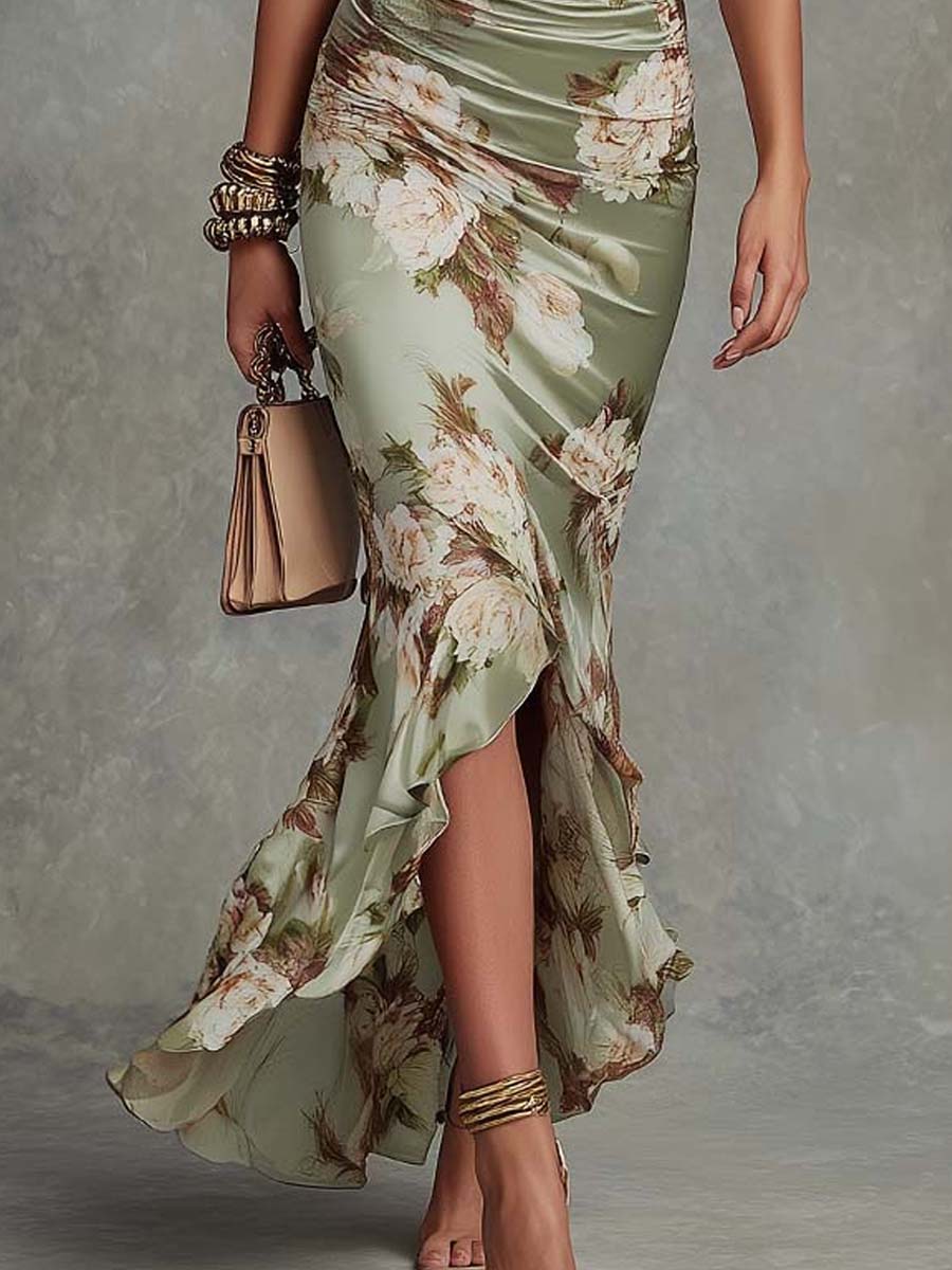 Satin Fleuri – Robe en Satin Fleurie