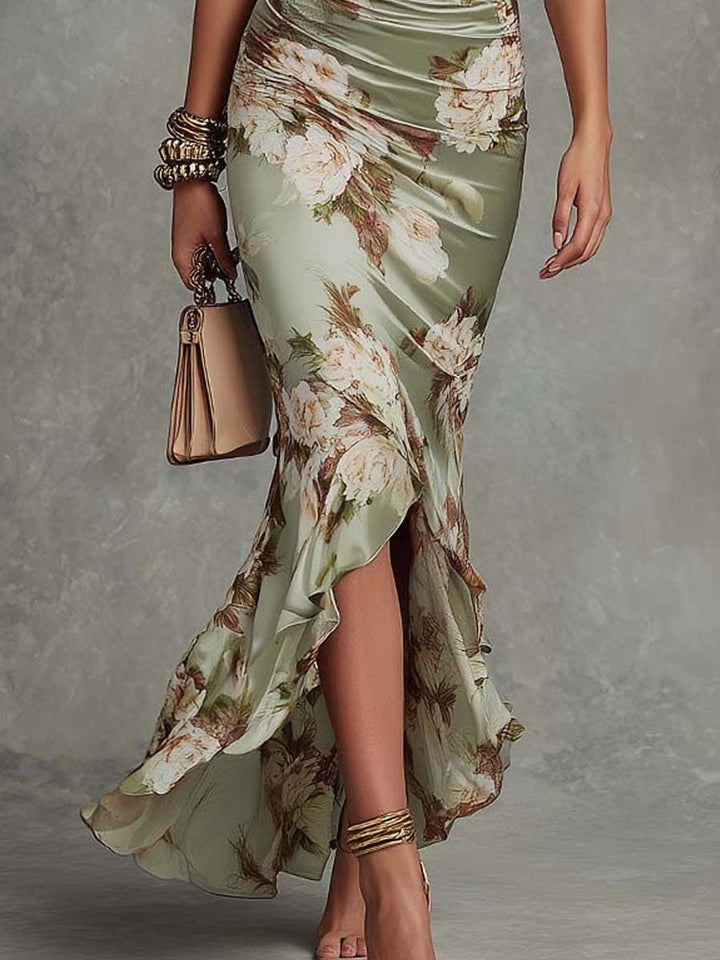 Satin Fleuri – Robe en Satin Fleurie