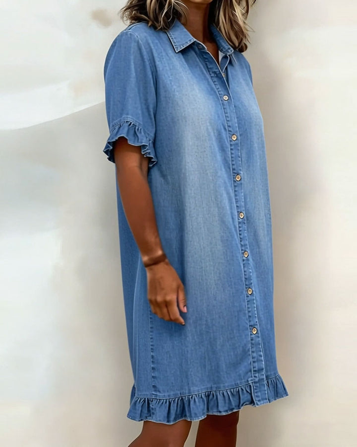 Denim Charme – Robe en Denim Boutonnée