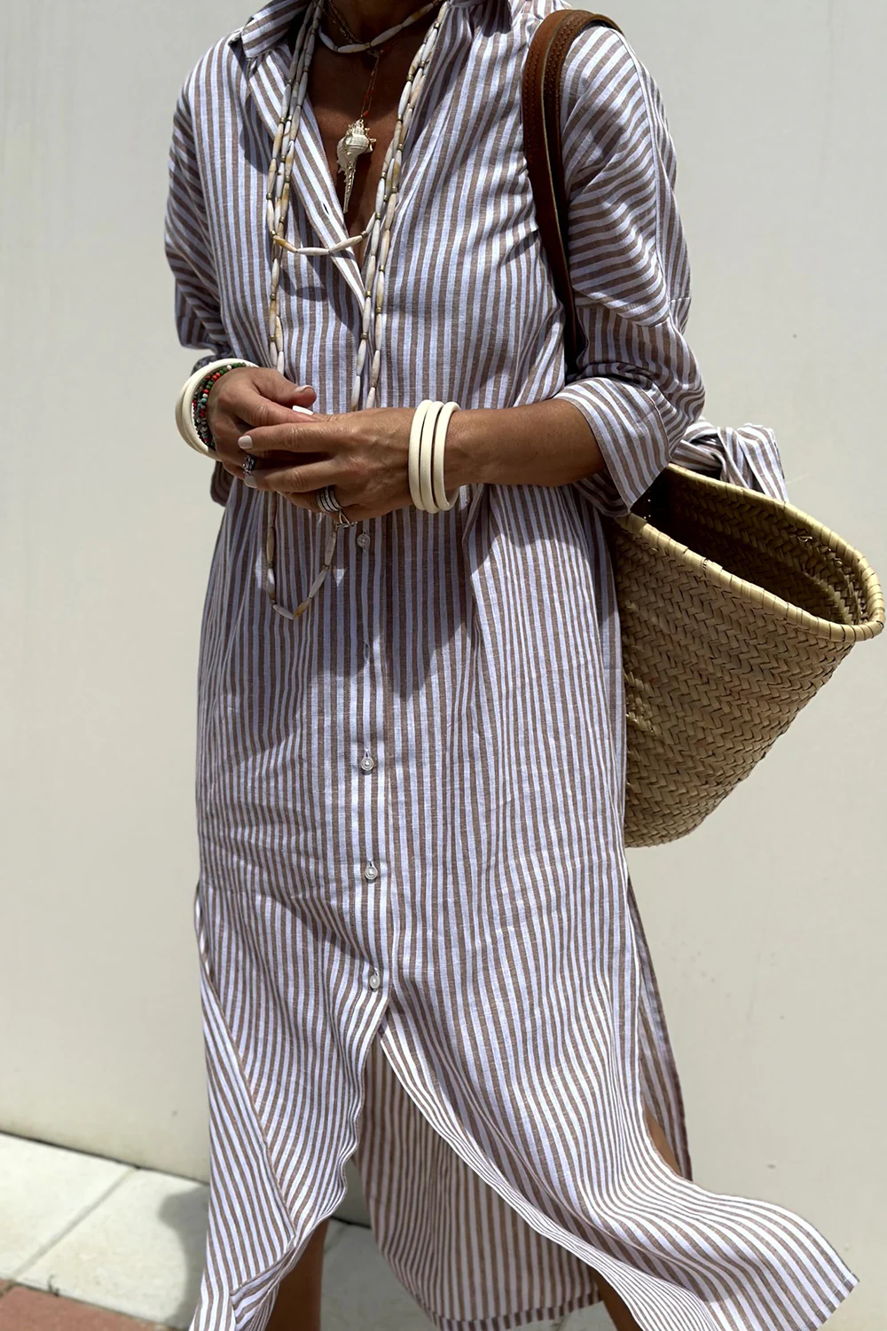 Rayures Détente – Robe Midi Rayée Décontractée