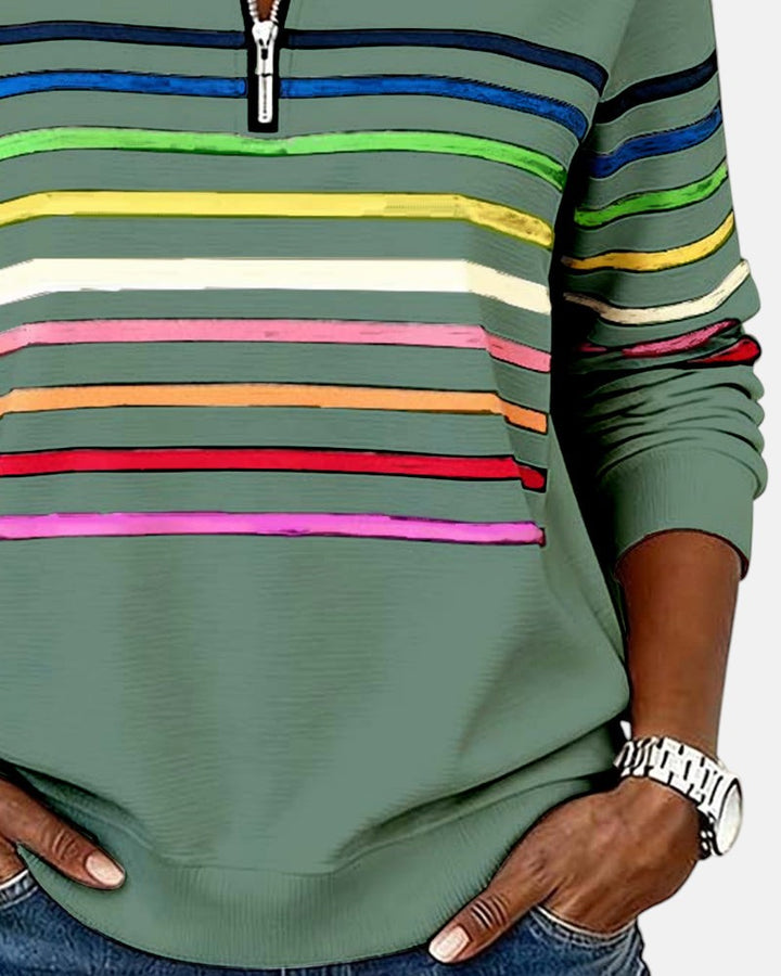 Pull Zippé Rayé pour Femme