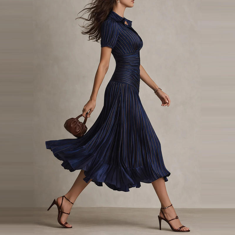 Valentine – Robe Midi Drapée Plissée