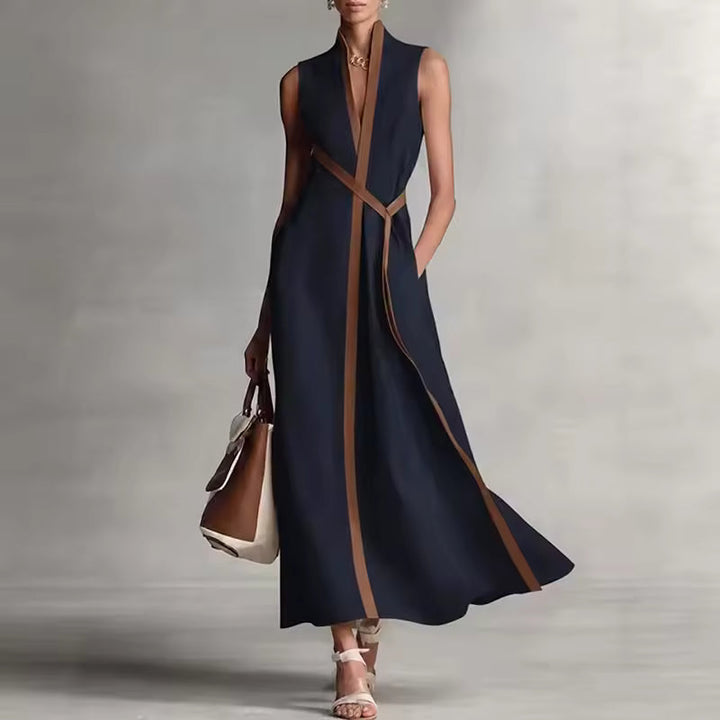 Adèle – Robe Maxi Col Haut à Poches