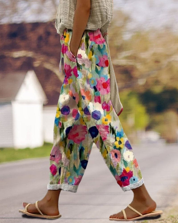 Carlijn – Pantalon Fleuri Coloré à Poches