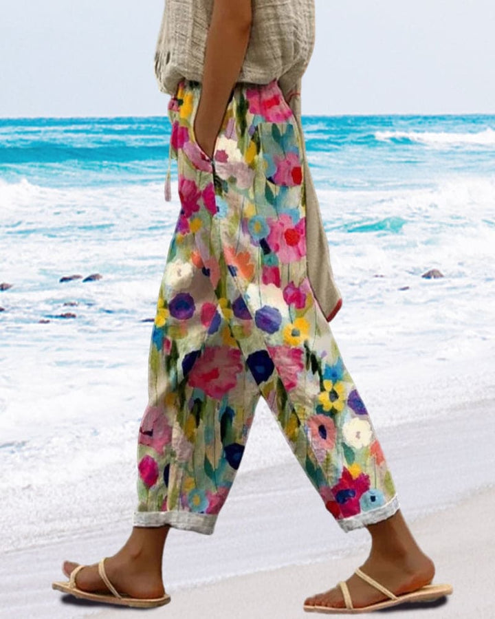 Carlijn – Pantalon Fleuri Coloré à Poches