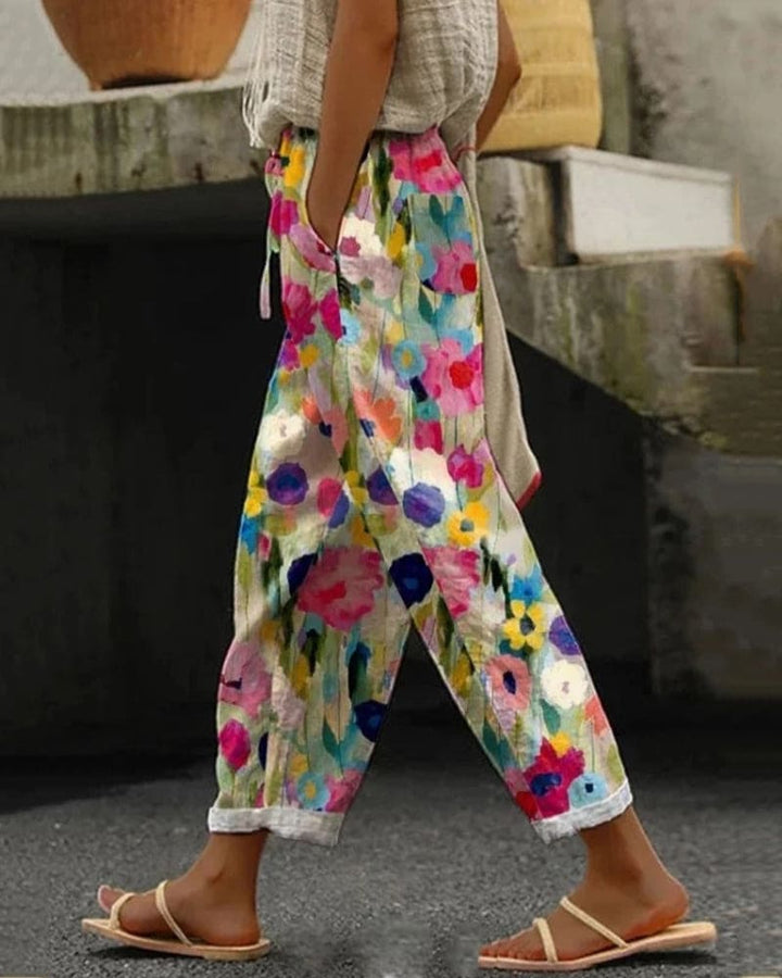 Carlijn – Pantalon Fleuri Coloré à Poches