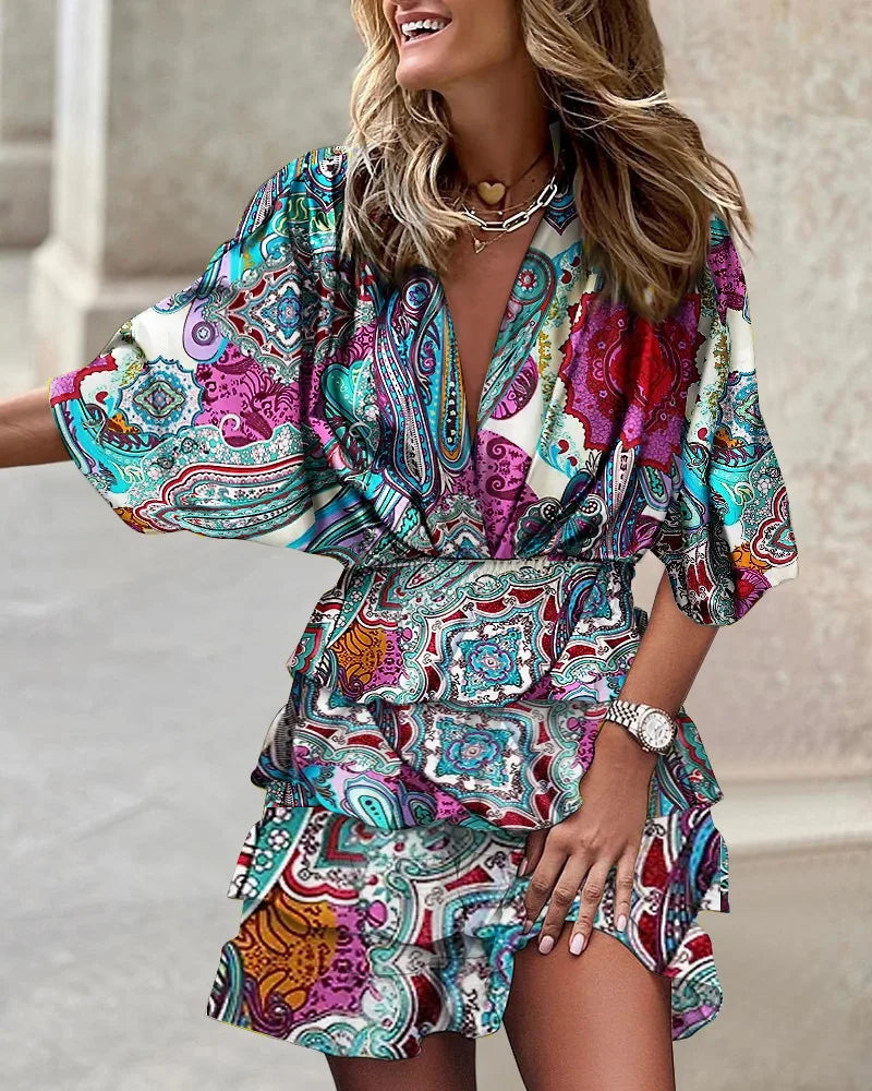 Caroline – Mini Robe Imprimée Stylée