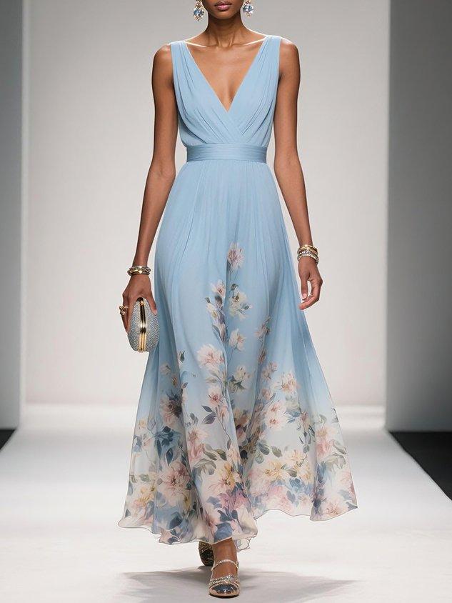 Inès – Robe Maxi Col V Sans Manches