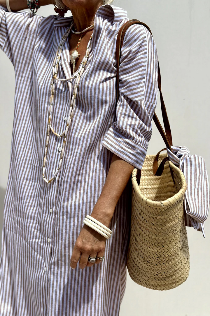 Rayures Détente – Robe Midi Rayée Décontractée