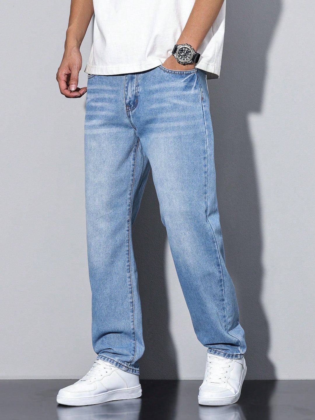 Daan – Jean Homme Uni Coupe Décontractée