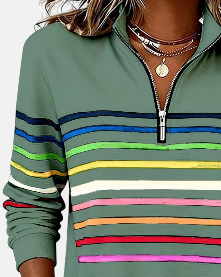 Rayures Zip – Pull Rayé à Fermeture Éclair
