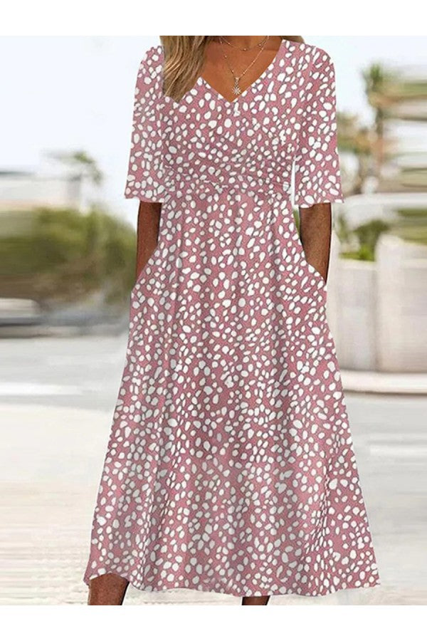 Pois Rose – Robe Midi à Pois