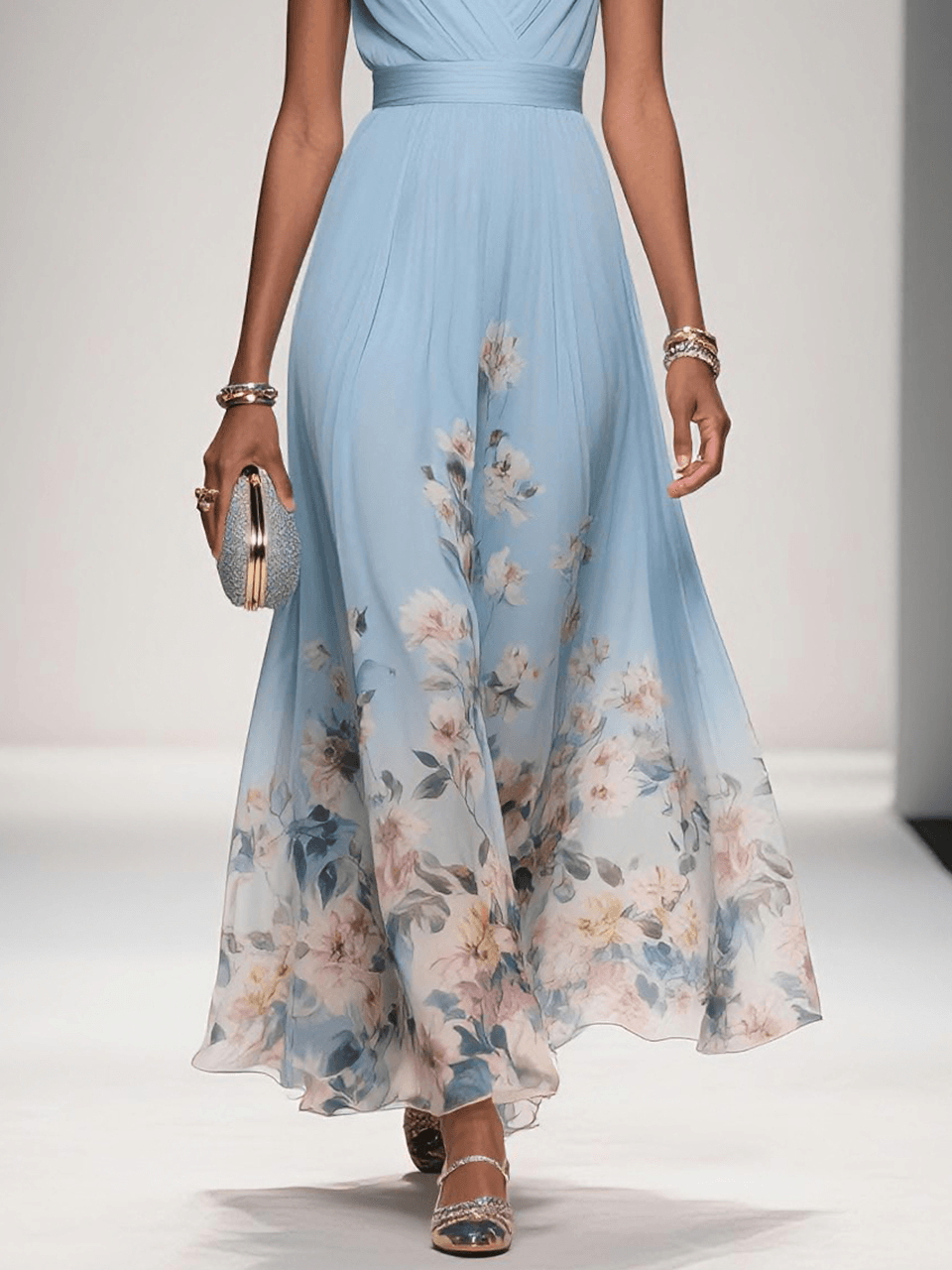Inès – Robe Maxi Col V Sans Manches