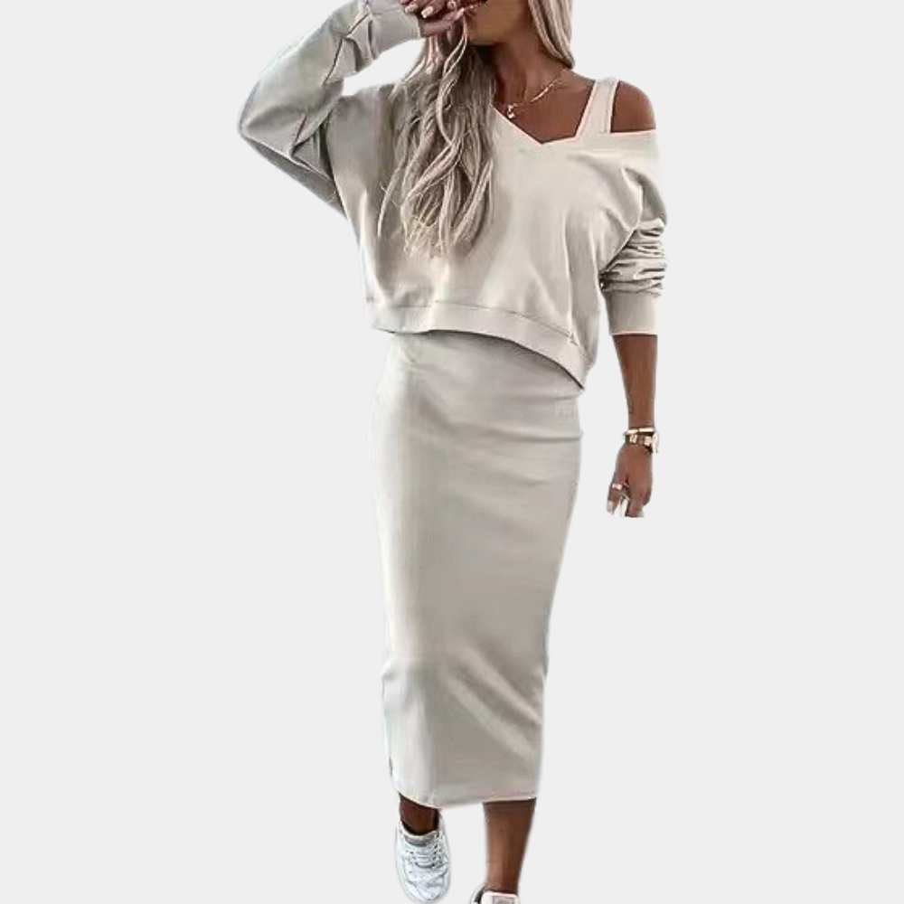 Elisa | Robe élégante et son pull assorti