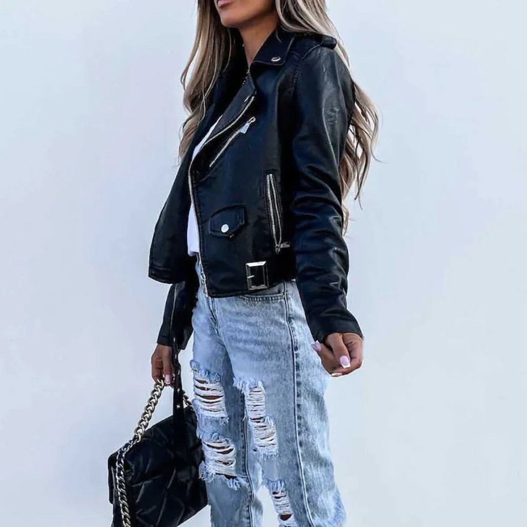 Eva – Veste en Cuir Doublée et Zippée