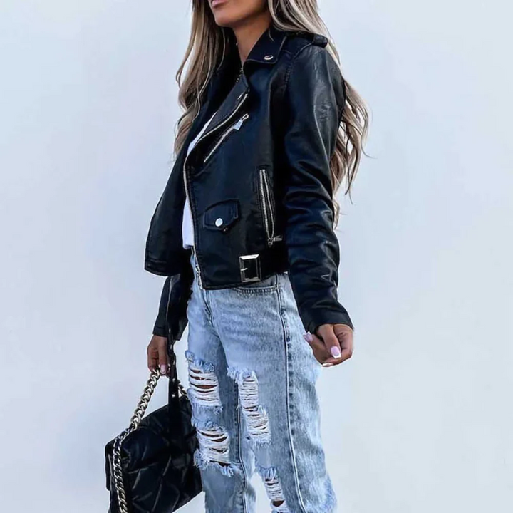 Eva – Veste en Cuir Doublée et Zippée