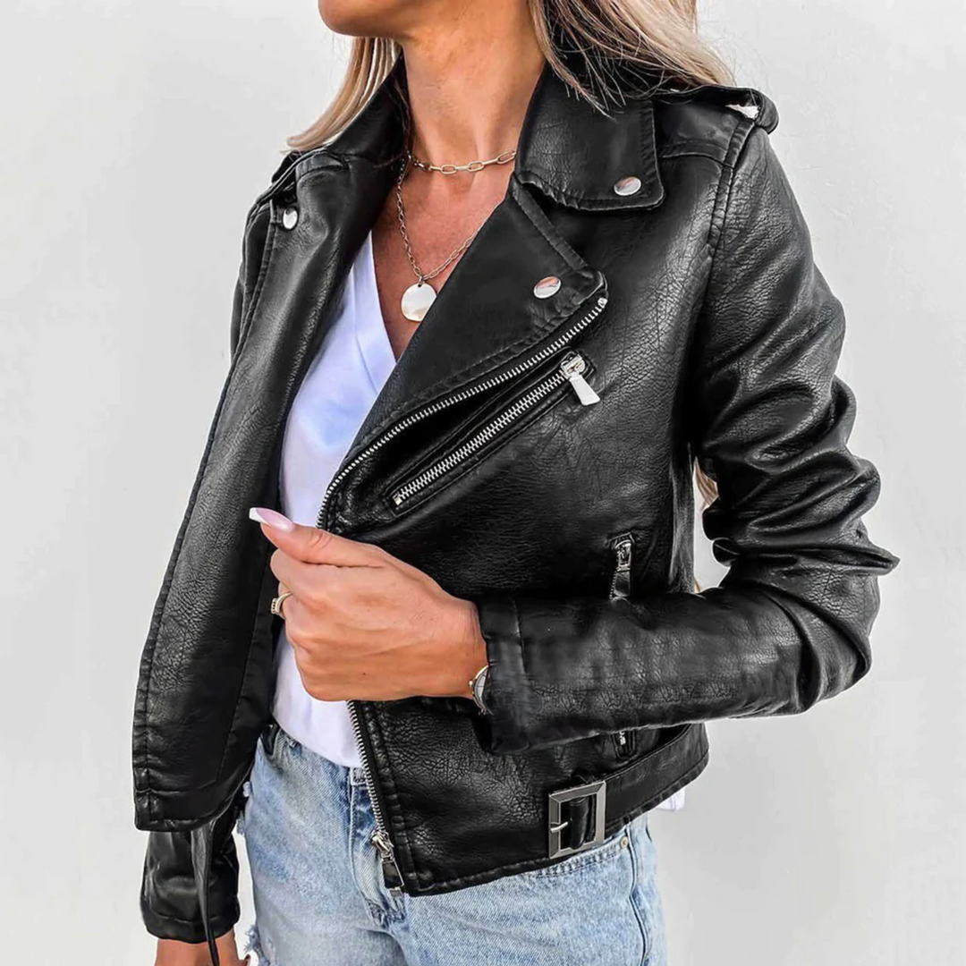 Eva – Veste en Cuir Doublée et Zippée