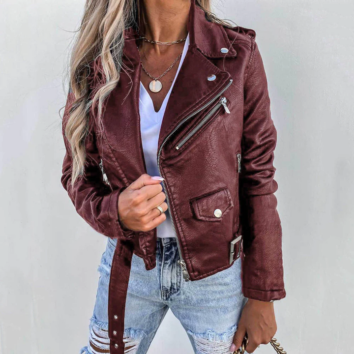 Eva – Veste en Cuir Doublée et Zippée