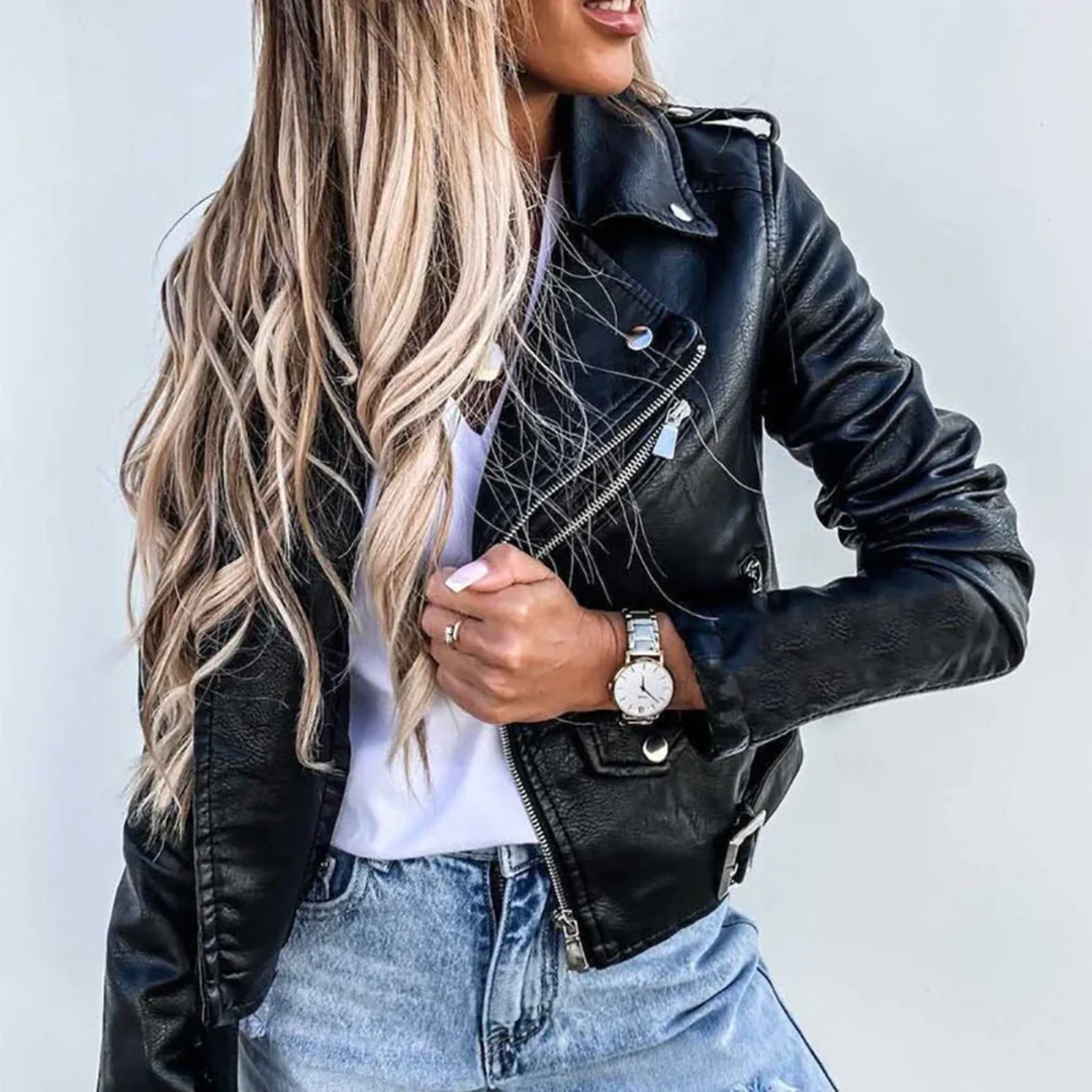Eva – Veste en Cuir Doublée et Zippée