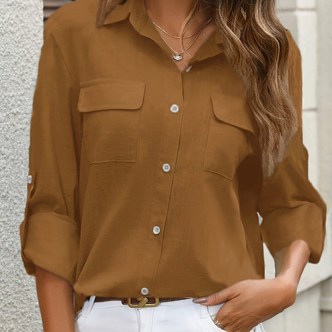 Evelien – Chemise en Coton à Poches et Manches Longues