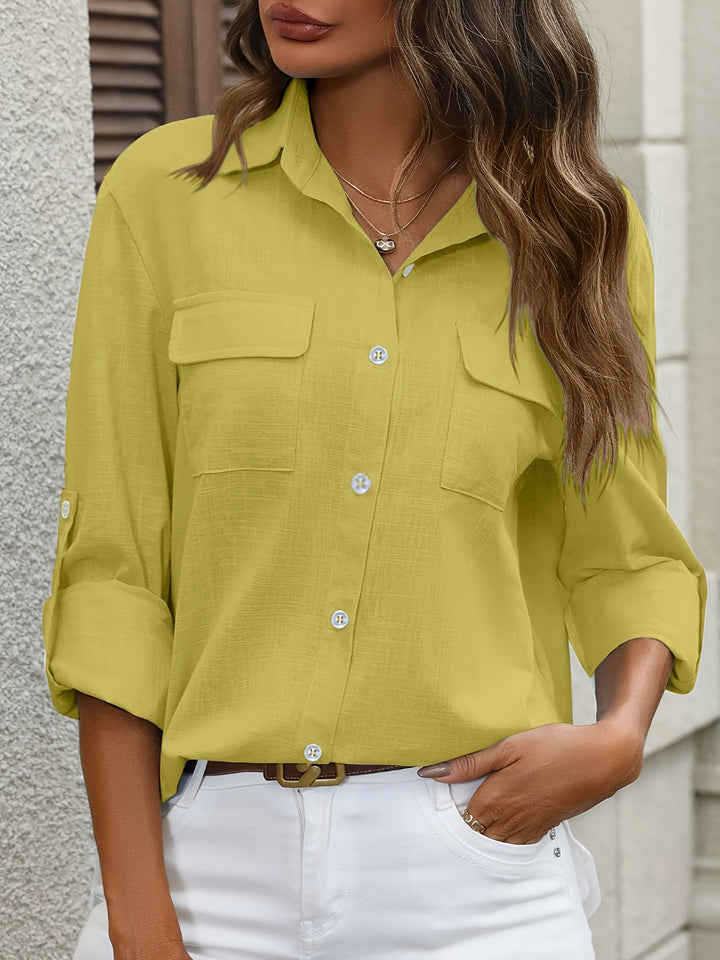 Evelien – Chemise en Coton à Poches et Manches Longues