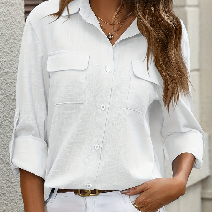 Evelien – Chemise en Coton à Poches et Manches Longues