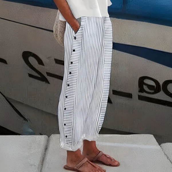 Rayures Souples – Pantalon Rayé Fluide