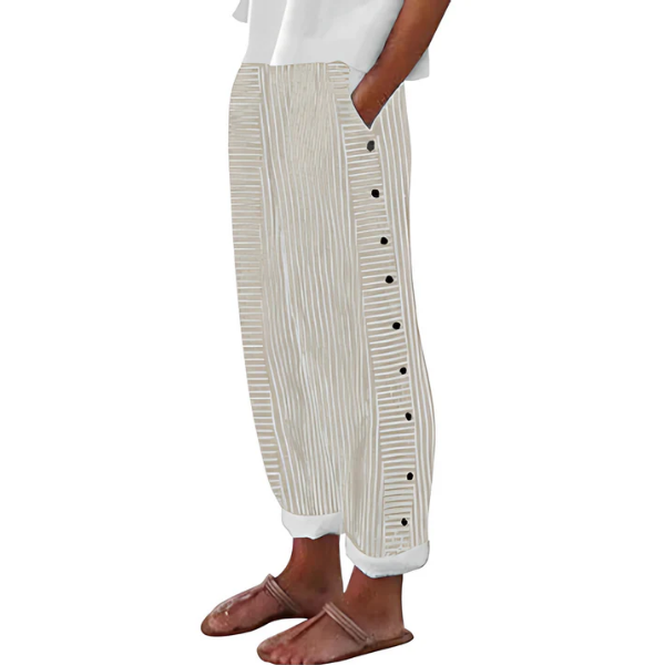 Rayures Souples – Pantalon Rayé Fluide