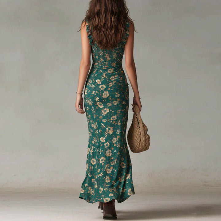 Camille B. – Robe Maxi à Volants et Jupe Asymétrique