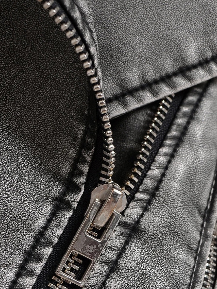 Liliana – Veste Simili Cuir Asymétrique à Ceinture
