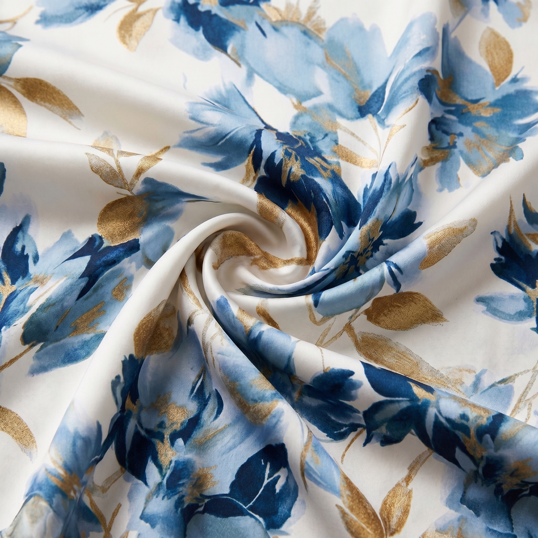 Bleu Fleuri Moderne – Robe Midi Fleurie Moderne