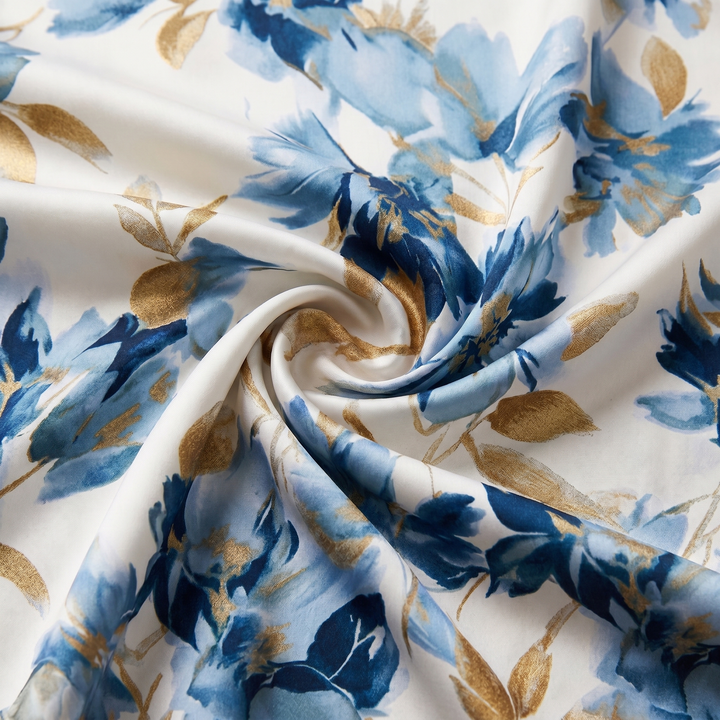 Bleu Fleuri Moderne – Robe Midi Fleurie Moderne