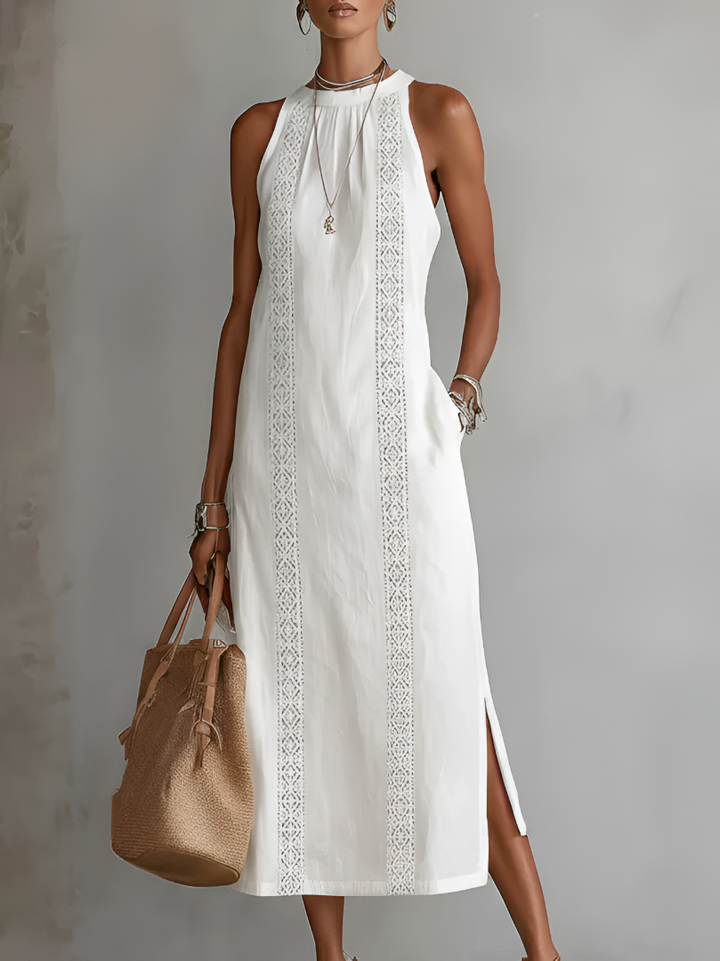 Ondine – Robe Midi Élégante Sans Manches